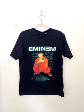 Eminem L 2000 Criminal Black Short-Sleeve Graphic Tee Y2K Reprint Hip Hop Rap